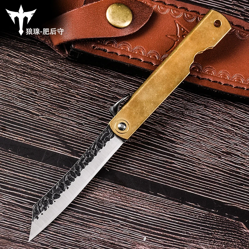 Barbecue Small Straight Knife Fruit Knife Portable Outdoor survival knife black handle Camping Hunting Hike collection gifts