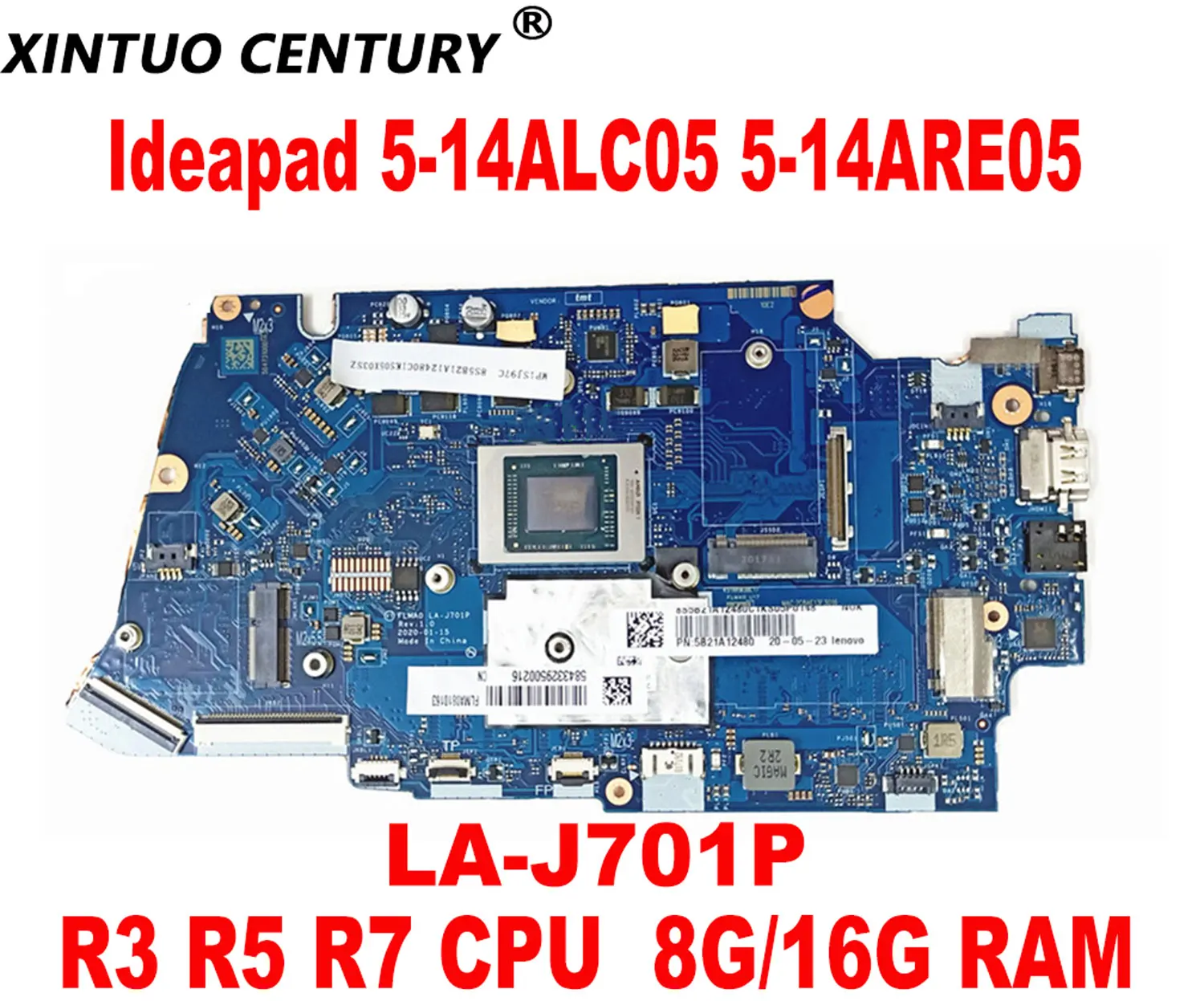 

LA-J701P материнская плата для Lenovo Ideapad 5-14ALC05 5-14ARE05 материнская плата для ноутбука с процессором R3 R5 R7 8 ГБ/16 ГБ ОЗУ 100% DDR4