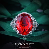 new oval simulated pigeon red gemstone ruby rings womens luxury high end design jewelry full zircon color treasure open ring