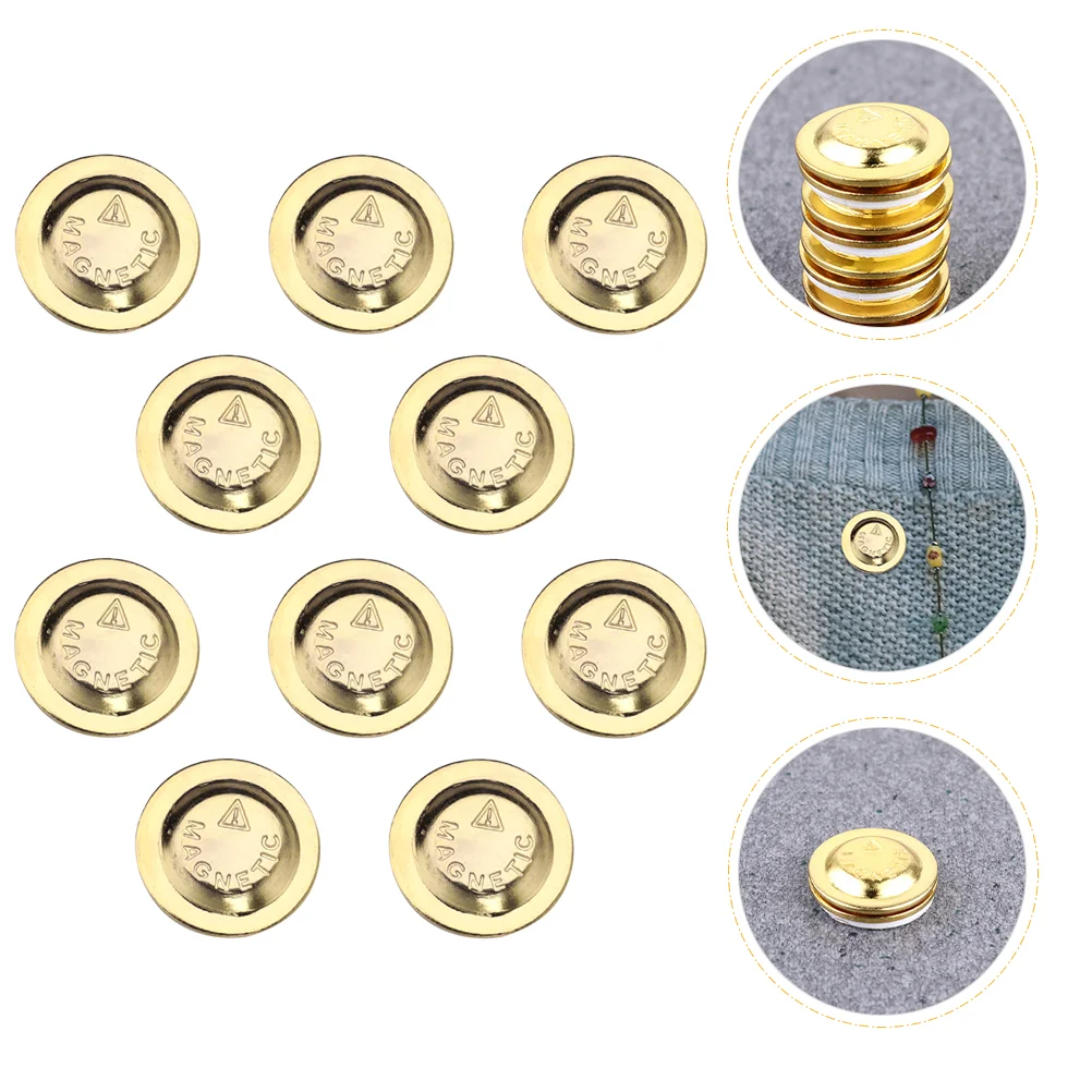 

10 Pairs Magnetic Clip Buttons DIY Buckles Metal Snaps Round Purse Brooch Magnets Pin Fastener