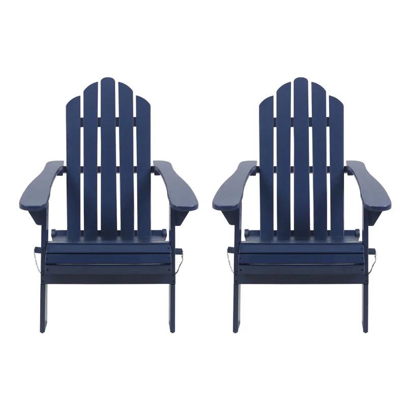 

Cytheria Acacia Wood Outdoor Foldable Adirondack Chairs, Set of 2, Navy Blue