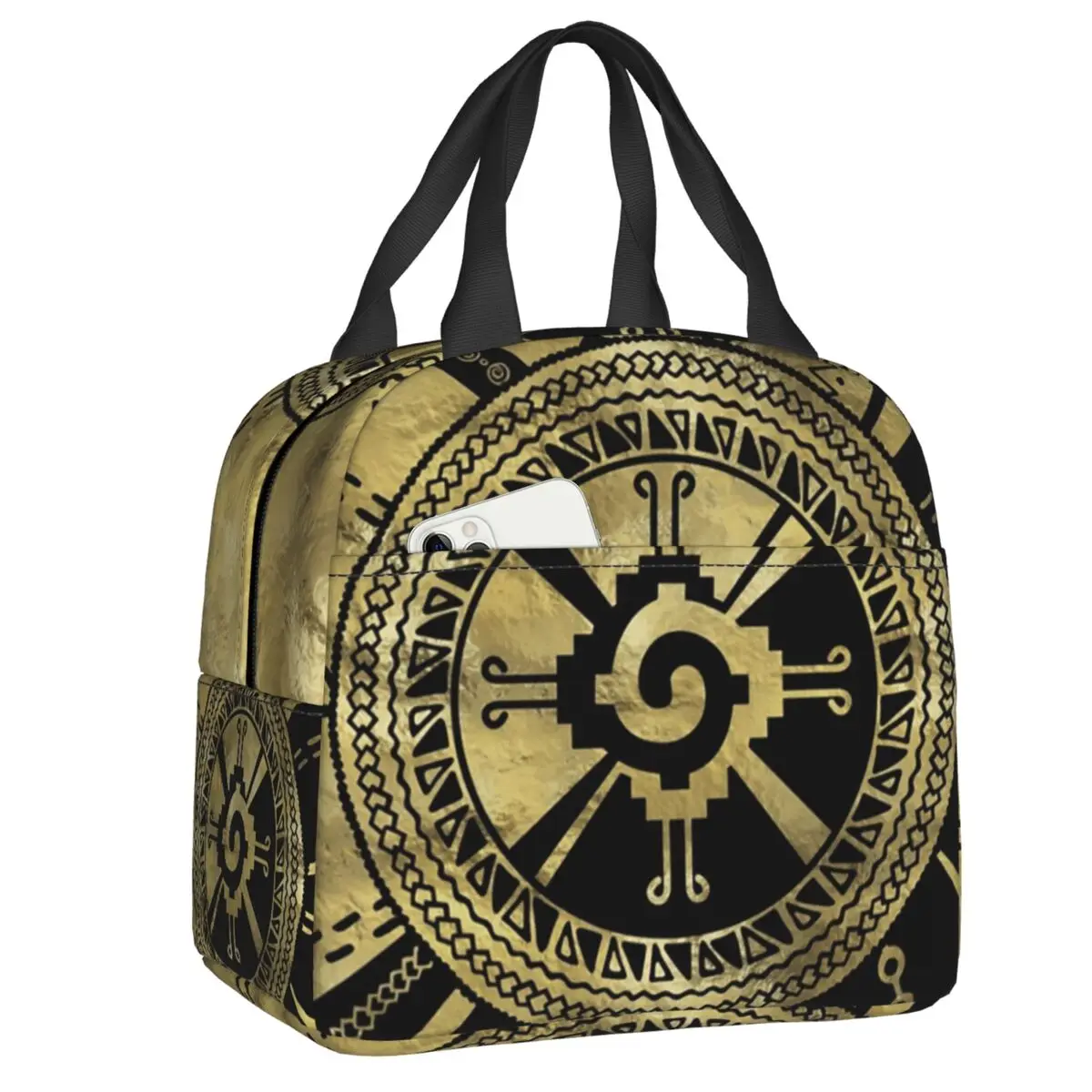 

Изолированные сумки для ланча Hunab Ku Mayan с символами для женщин, портативный термоохладитель, коробка для ланча с едой, для работы, школы, путешествий