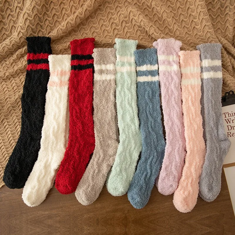 

1 Pair Of Brand New And High Quality Autumn And Winter Padded And Thickened Long Thermal Socks Shan Coral Fleece Calf Socks