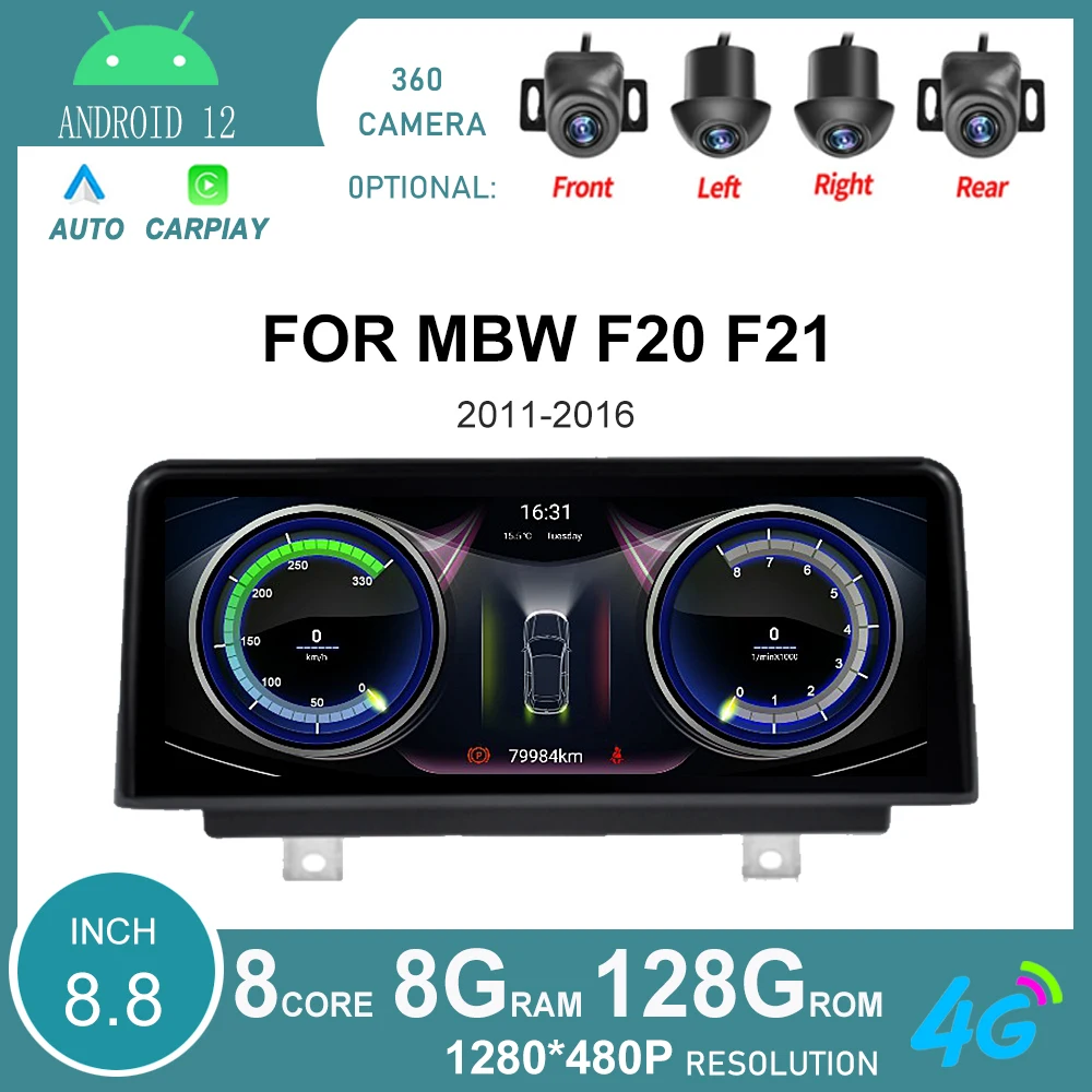 

8,8 "Android 12 оснащен для BMW F20 F21 NBT системы плотника (2011-2016 лет) 10,25 дюймов 1280 дюймов 480 IPS экран