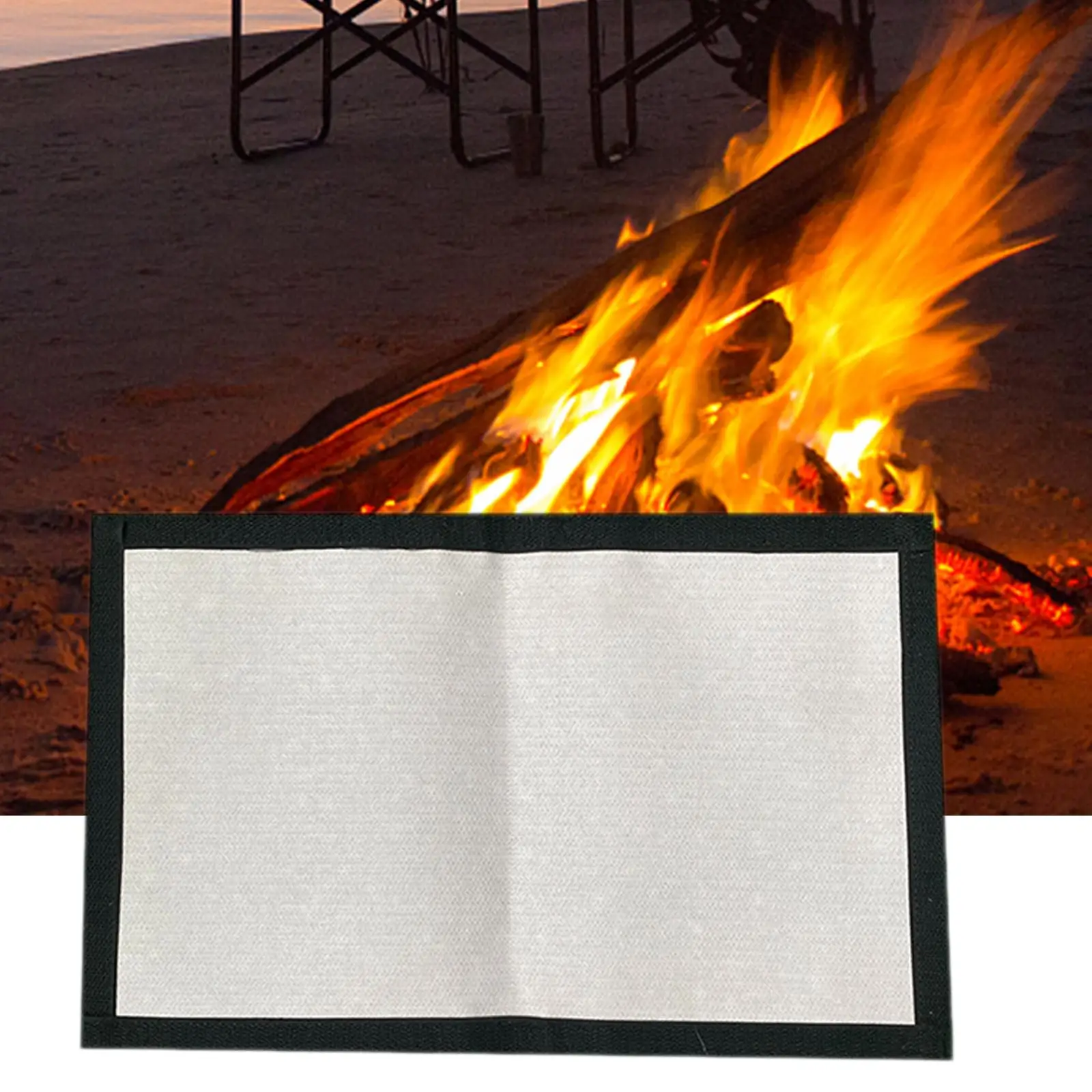

Fire Pit Pad Flame Retardant Rectangle Supplies BBQ Protective Wood Burning 33x21cm Camping Ember Mat Fire Pit Blanket Grill Mat