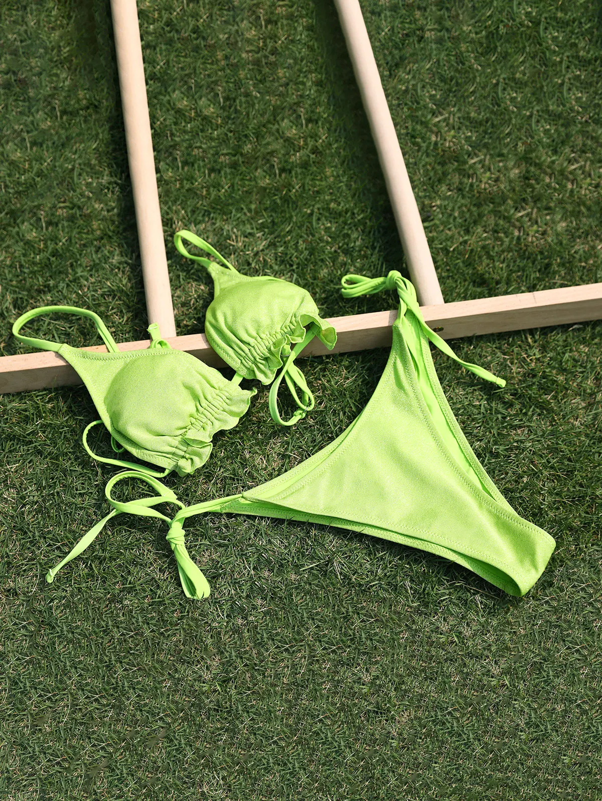 ZAFUL Купальник бикини с металлическим блеском и оборками по бокам