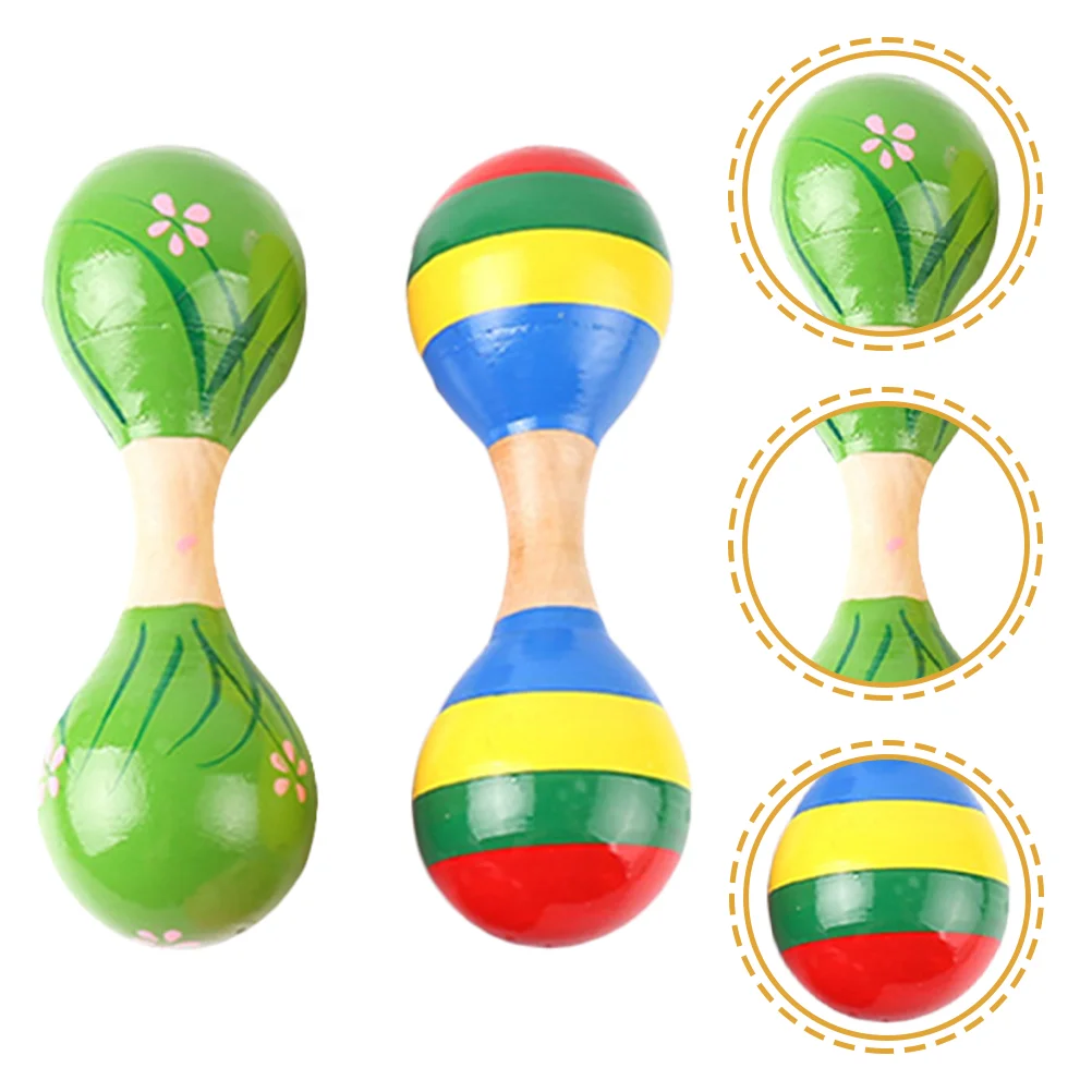 

2pcs Wooden Maracas Toys Maracas Instruments Musical Enlightenment Toy for Kids