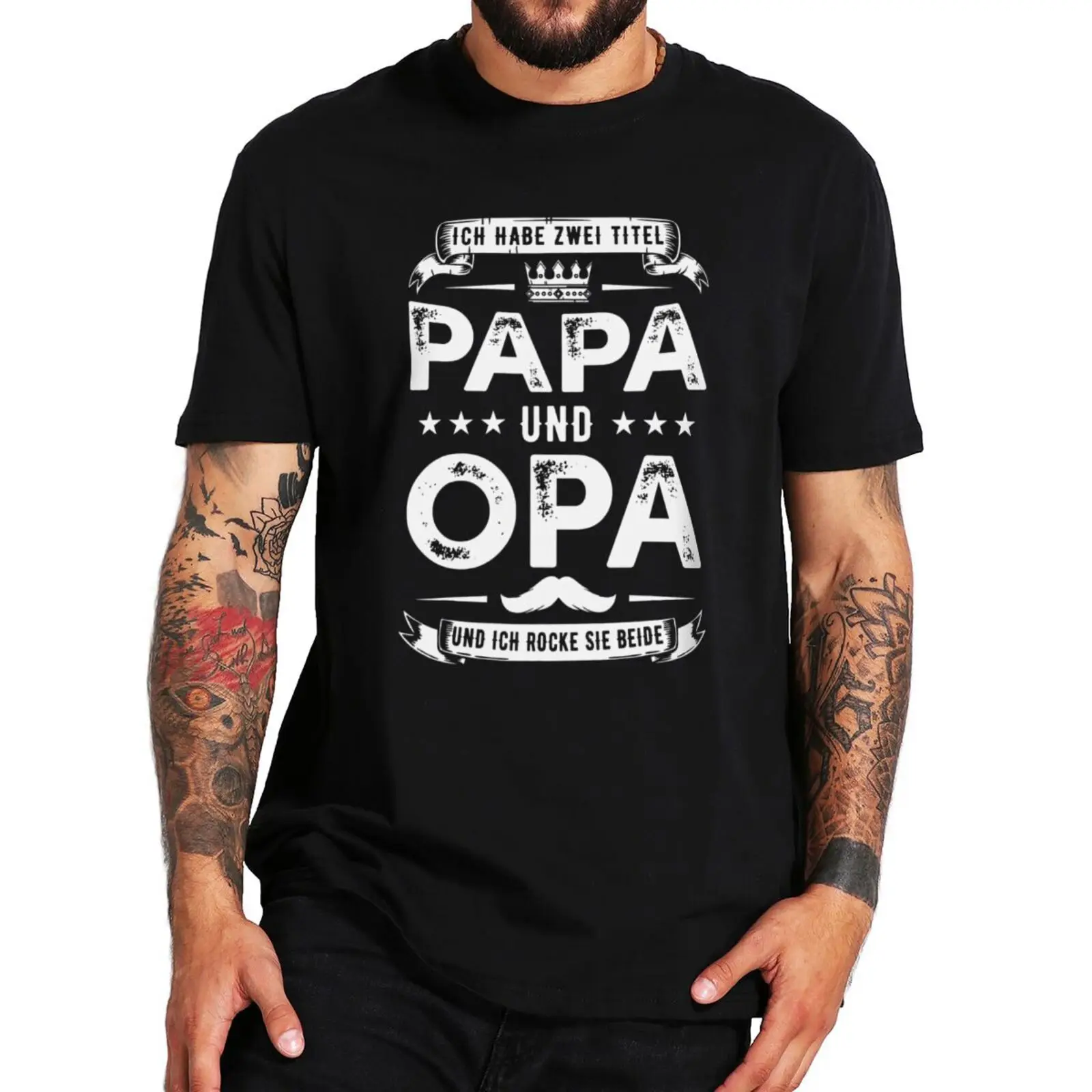 

Ich Habe Zwei Titel Papa Und Opa T Shirt Funny Father's Day Daddy Gifts Men Clothing Summer Cotton Casual Soft EU Size T-shirts