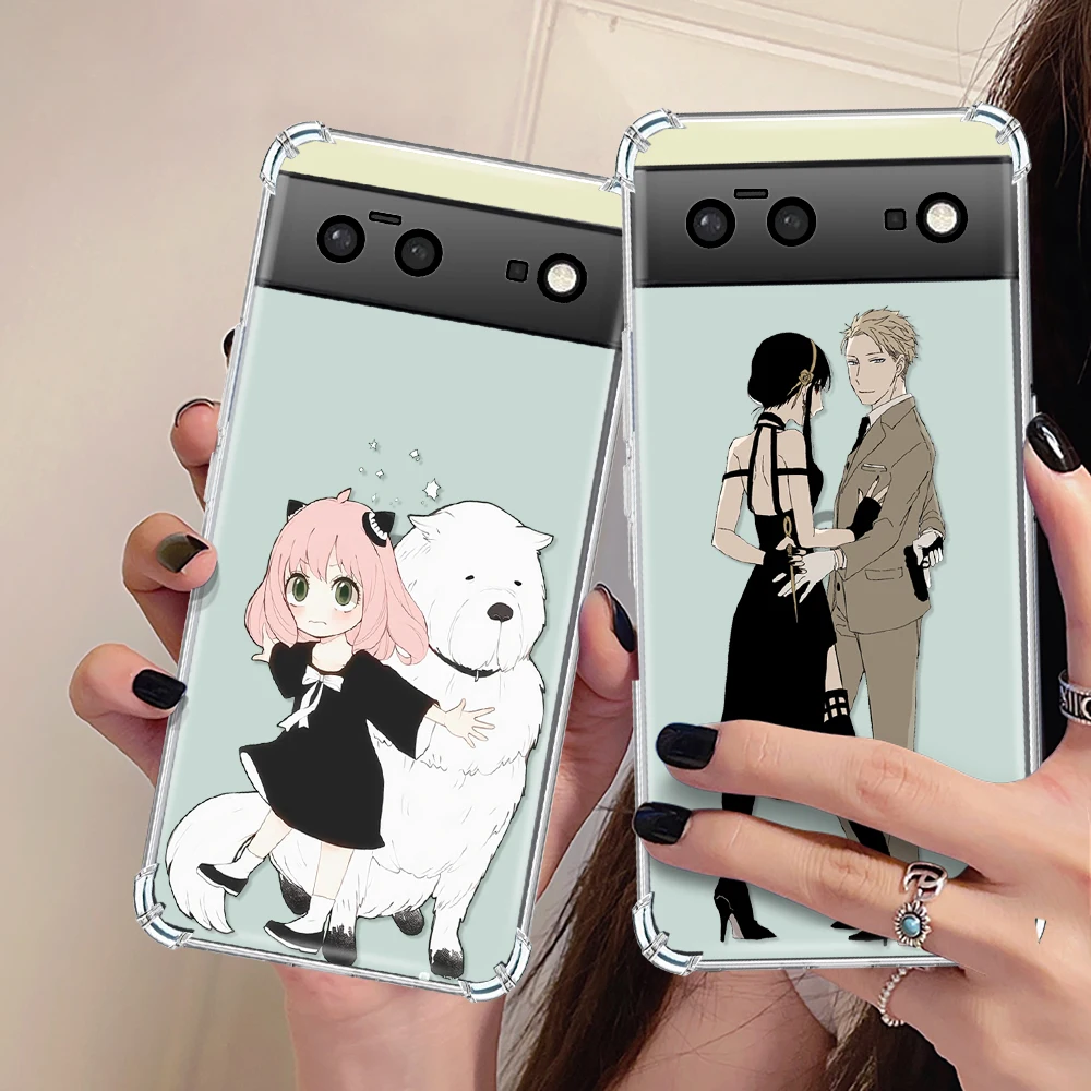 

SPY×FAMILY Case for Pixel 7Pro 7 Transparent Soft TPUSilicone Back Covers for Google 6a 6 6Pro Shockproof Protection Shell