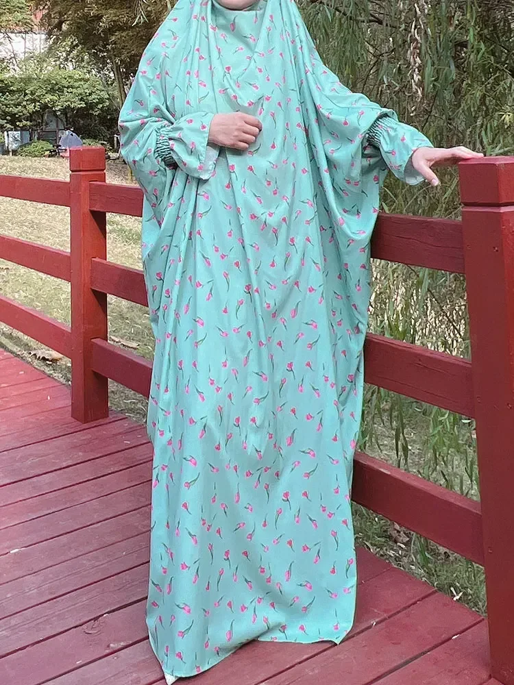 Джилбаб с принтом для женщин молитвенное платье мусульманская Абая со