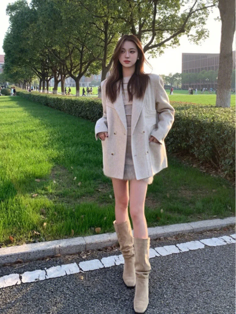 Корейская серия элегантный изысканный двусторонний плюшевый изящный костюм