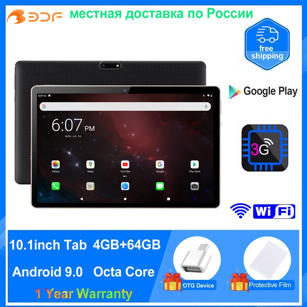 New Original 10.1 Inch Android 9.0 Octa Core Google Tablets 3G Phone Call Dual SIM Bluetooth Type-C Port WiFi Tablet Pc 4GB+64GB
