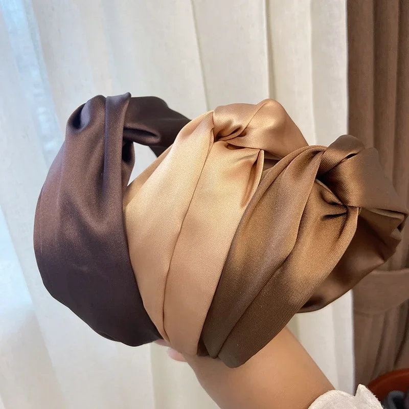 

New Satin Cross Broad-brimmed Hair Band Elegant Purple Retro Girl Headband Exquisite Headwear for Women Fashion Hair Accessories