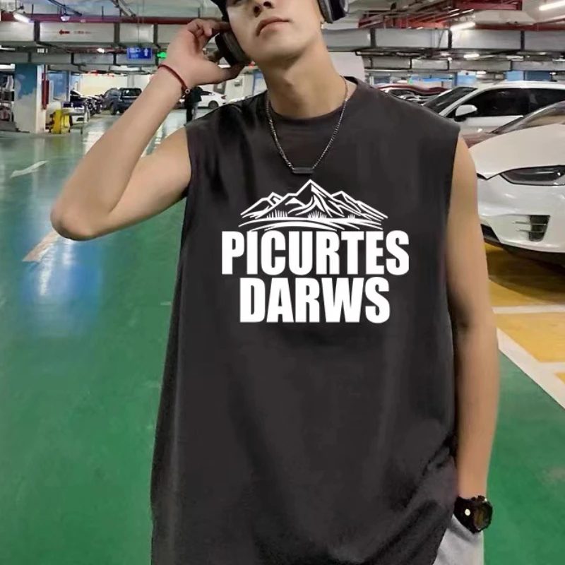 

Tee Men's Men's Summer New Loose Sleeveless T-shirt Hip Hop Basketball Sports Outfit Vest Top Men Clothing