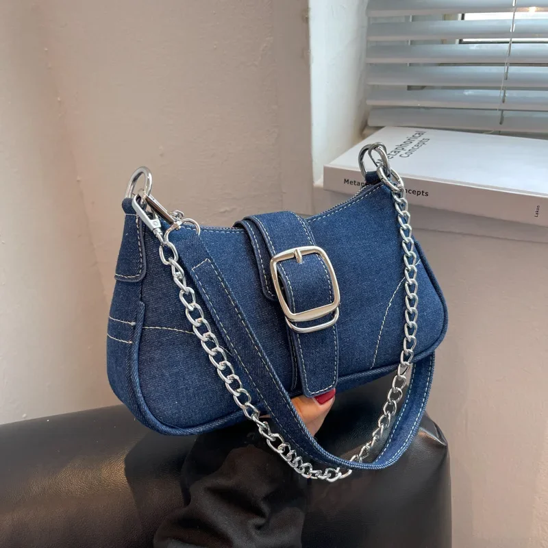 

Denim Bag for Women 2023 Winter New One Shoulder Underarm Bag Fashion Versatile Canvas Crossbody Handbag for Women