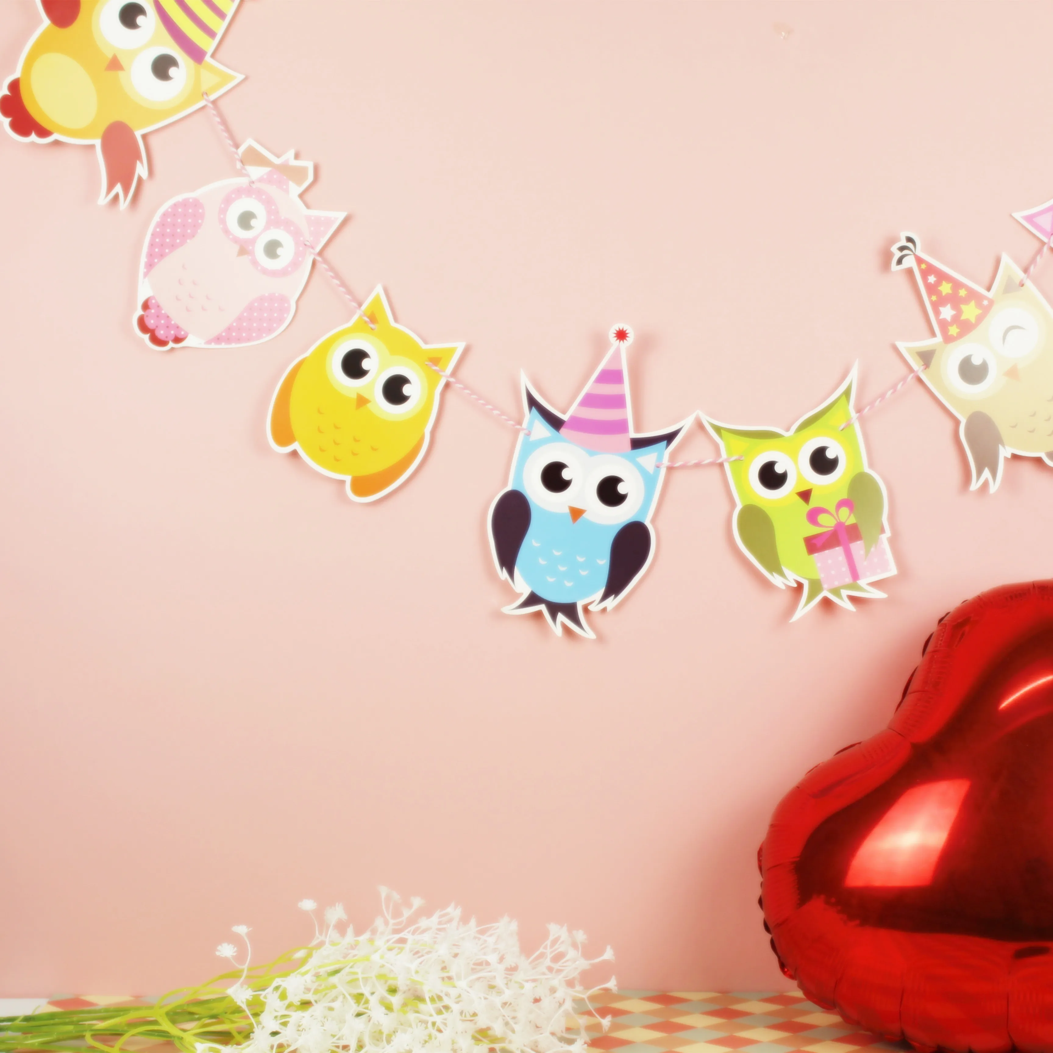 1 Набор С Днем Рождения бумажные флаги в виде совы флажки баннеры буквы гирлянды