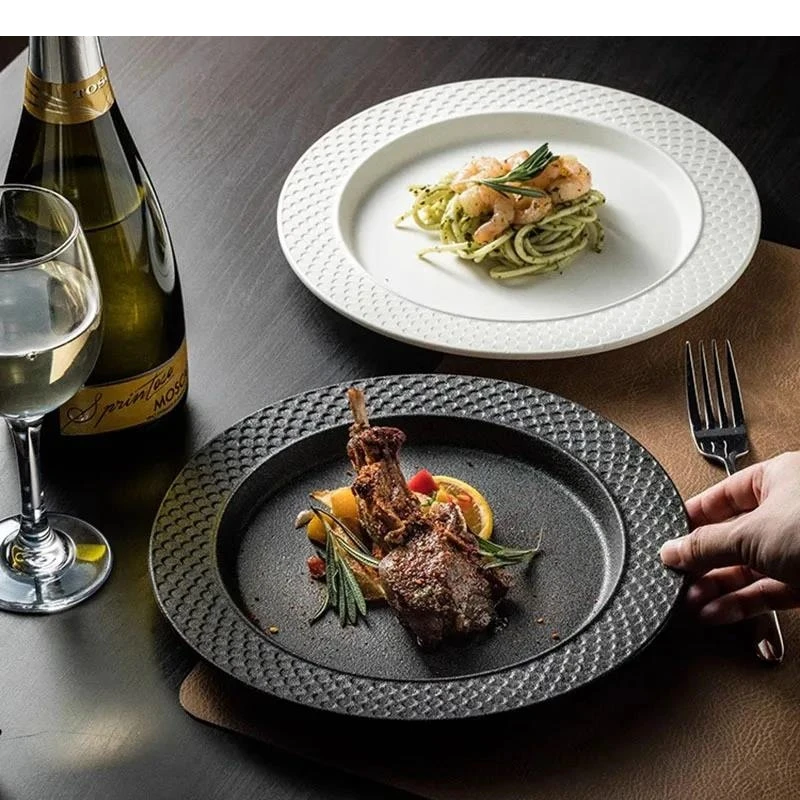 Текстура Керамическая тарелка для стейка Ресторан Паста Десерт Суши Тарлы