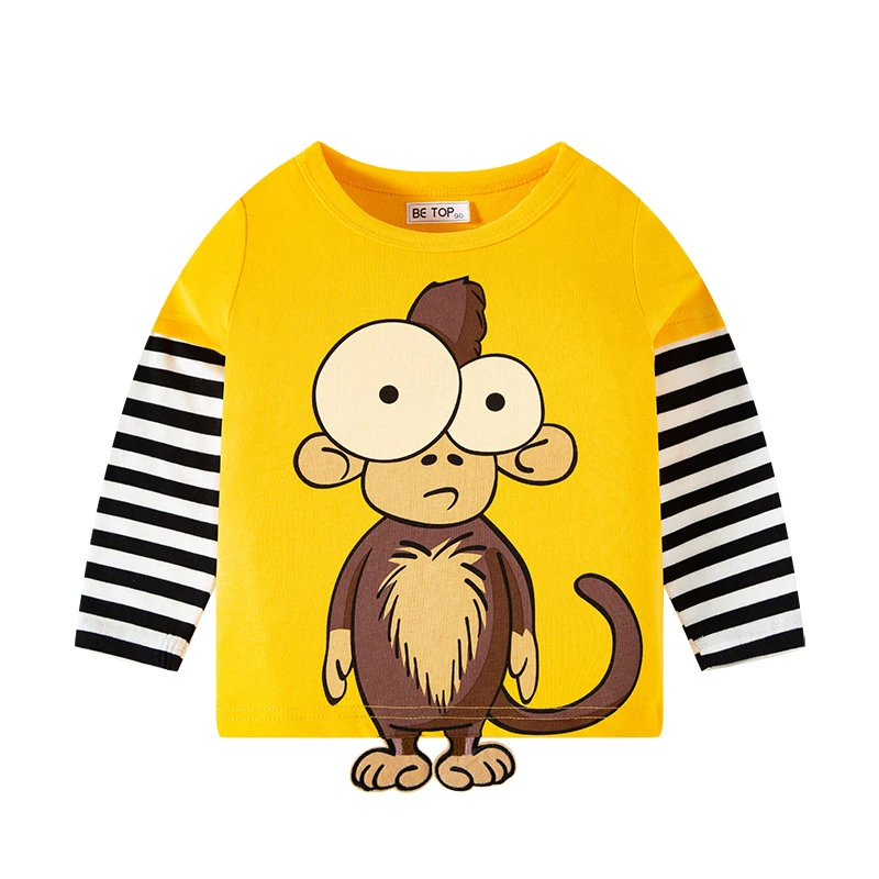 Quality Kids T Shirts Girls Boys 100% Cotton Tops Cartoon Full Long Sleeves Spring Autumn Clothes