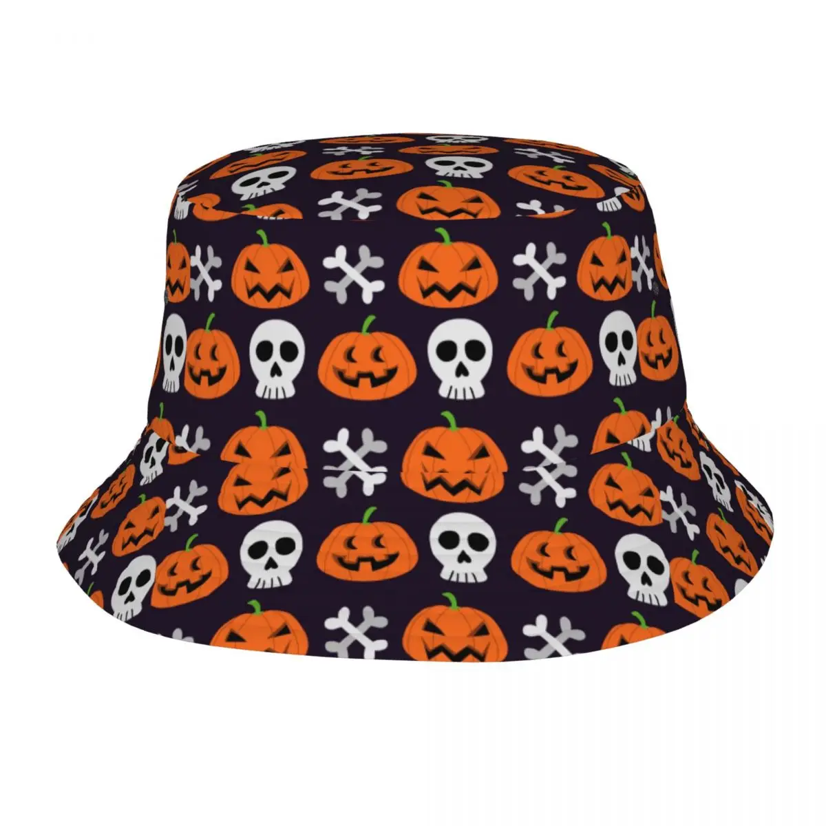 

Custom Halloween Pumpkin Witch Skull Bucket Hat Men Women Fashion Summer Beach Sun Fisherman Cap