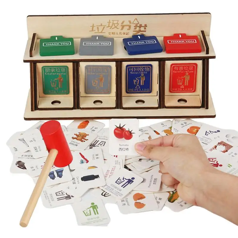 

Waste Management Recycling Can Toy Garbage Bin Toys With 4 Trash Cans Garbage Sorting Cards Educational Gift For Kids