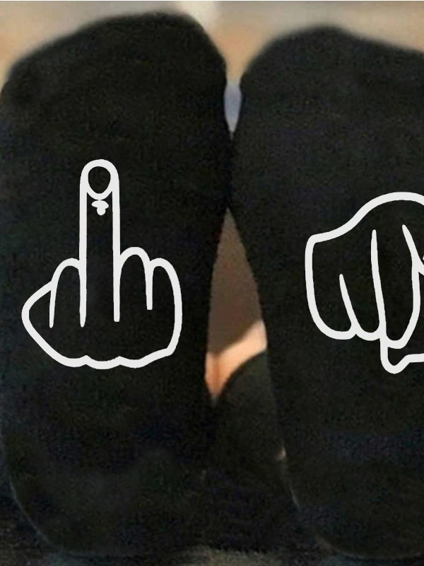 Pure Cotton Casual Socks Personalized Printed Black and White Tube Socks Ins Men's and Women's Fashion Long Socks