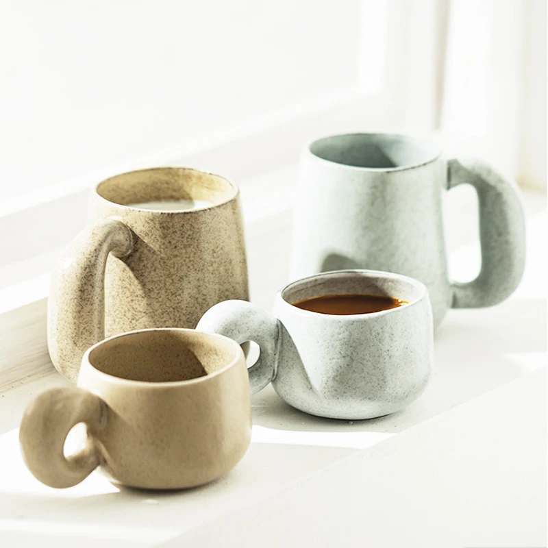 300/600ml Japanese Stoneware Coffee Mug Breakfast Milk Oatmeal Cups Office Couple Water Mug Birthday Gift