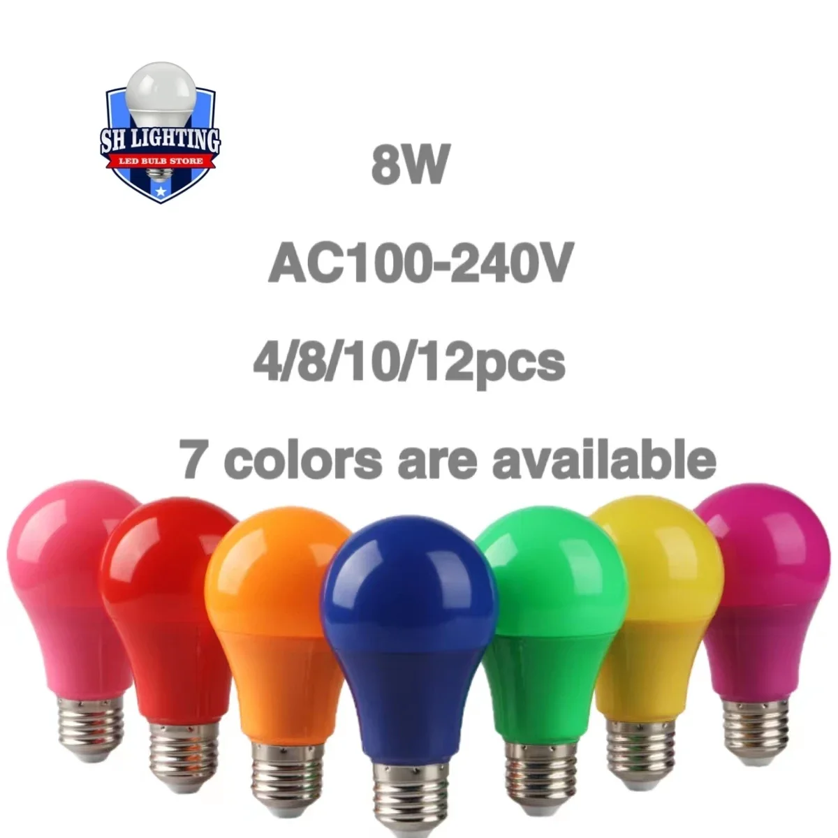 5-20PCS Led Colorful Lamp AC100-240V Voltage E27 B22 Base Power 8W Seven colors are available for festival celebration KTV bar