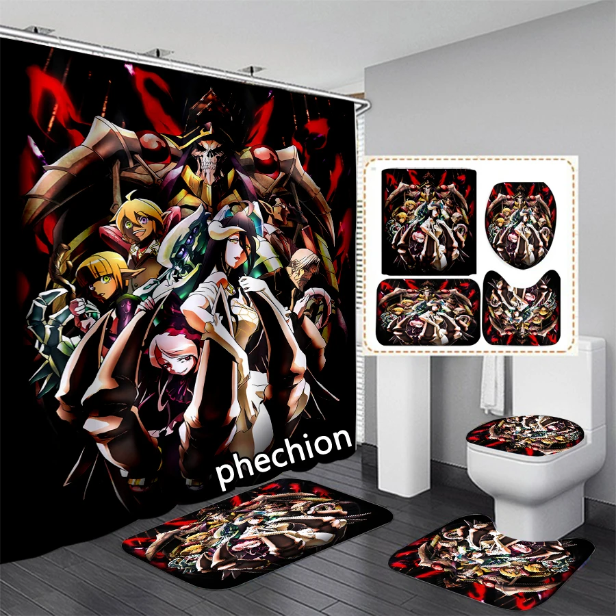 

phechion New 3D Print Anime Overlord Shower Curtain Waterproof Bathroom Curtain Anti-slip Bath Mat Set Toilet Rugs Carpet VR179