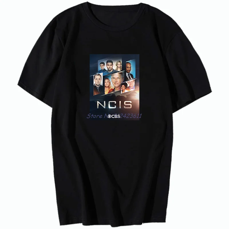 

Черно-белая футболка унисекс NCIS, футболки с графическим рисунком, футболка с круглым вырезом и коротким рукавом, летняя уличная одежда в сти...