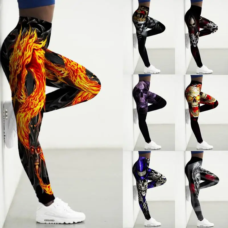 

Leggings Women High Waist 3D Skull Print Tights Yoga Pants Legins Female Gothic Gym Clothing Legins Sexy Workout Leggins Fitness