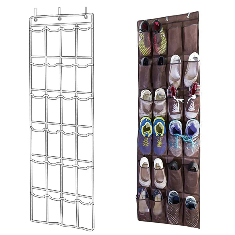

24 Pockets Shoe Hanger Door Hanging Storage Space Organizer Rack Wall Storage Bag Closet Holder