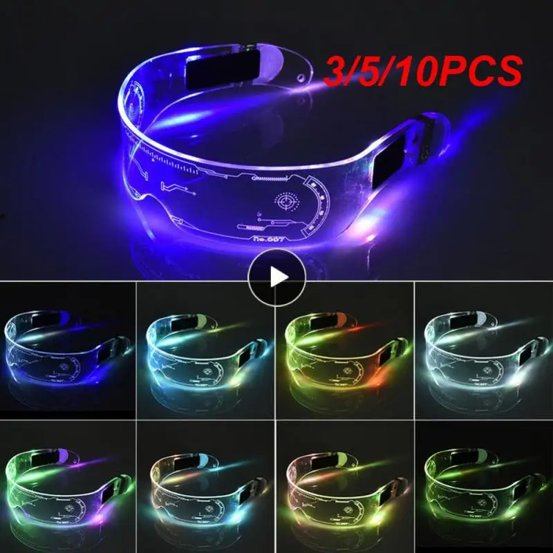 

3/5/10PCS Motocross Colorful EL Luminous Glasses Led Light Up Visor Eyeglasses For Bar KTV Christmas Birthday Party Decorations