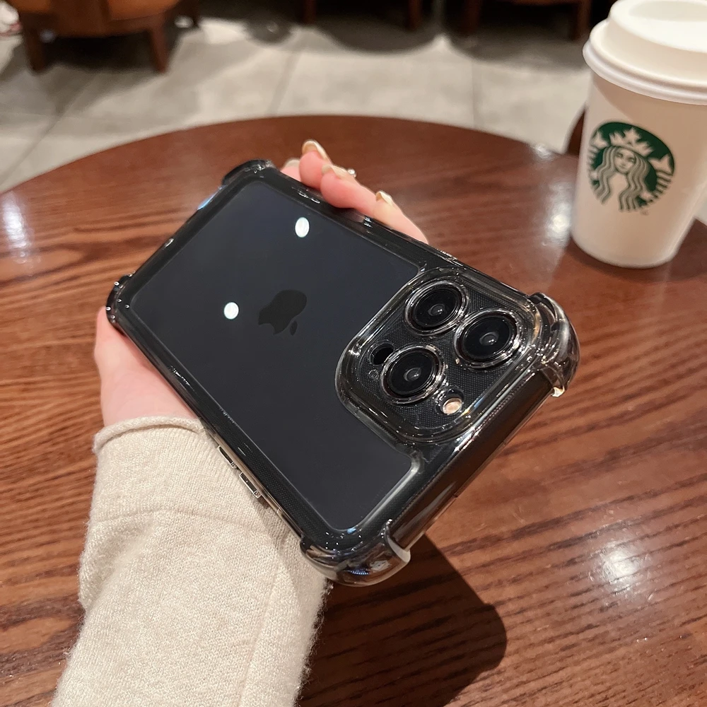 Luxury Shockproof Silicone Transparent Case For iPhone 14 13 12 11 Pro X Xs XR Max 7 8 Plus SE3 Lens Protection Clear Soft Cover