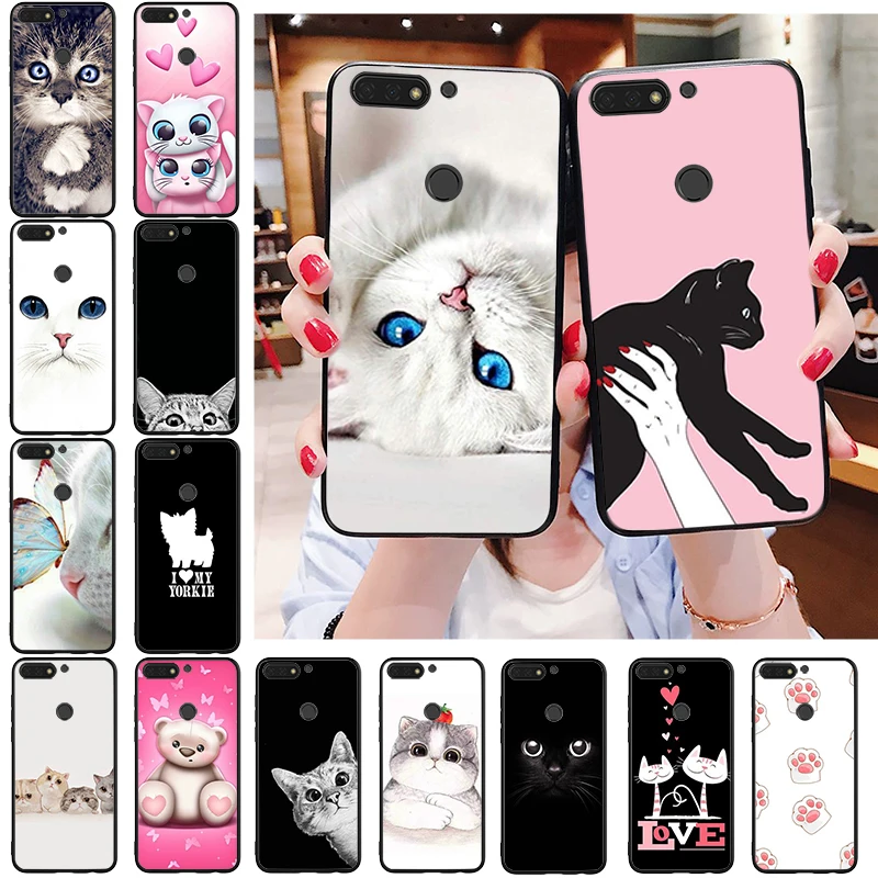 

New Year Gifts Cute Cat Phone Case for Huawei Honor 50 30 Pro 10X Lite 20 7A 7C 8X 9X Pro 9A 8A 8S 9S 10i 20S 20lite