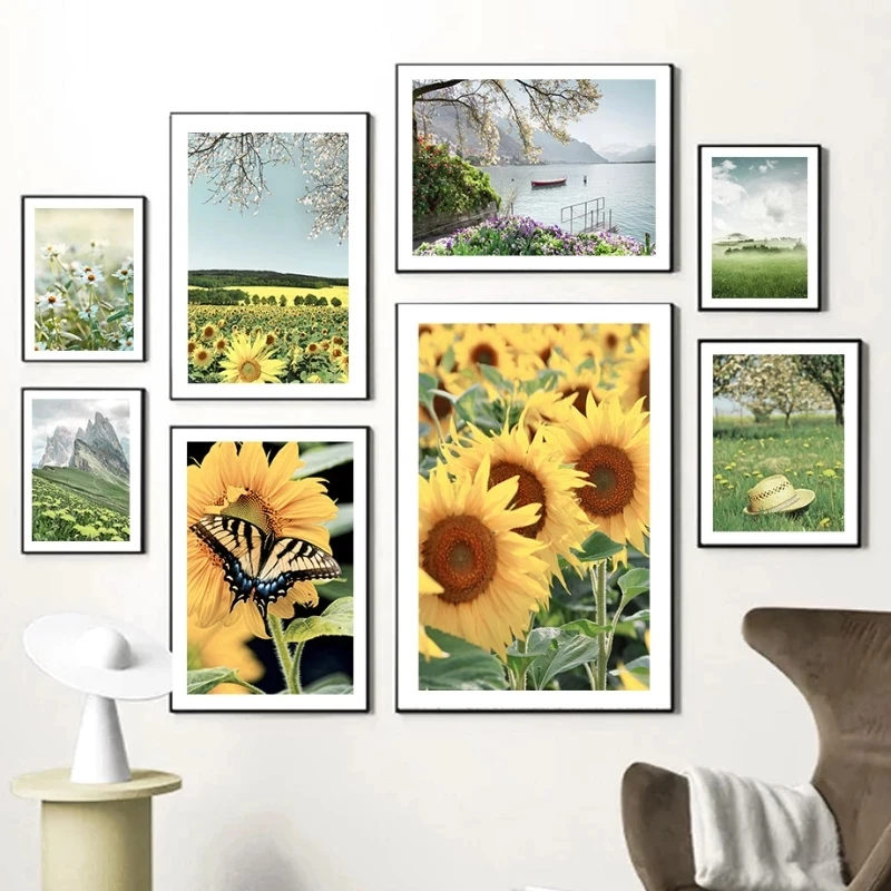 

Spring Scenery Picture Wall Art Canvas Painting Modern Fresh White Flower Plant Poster and Print for Home Living Room Wall Decor
