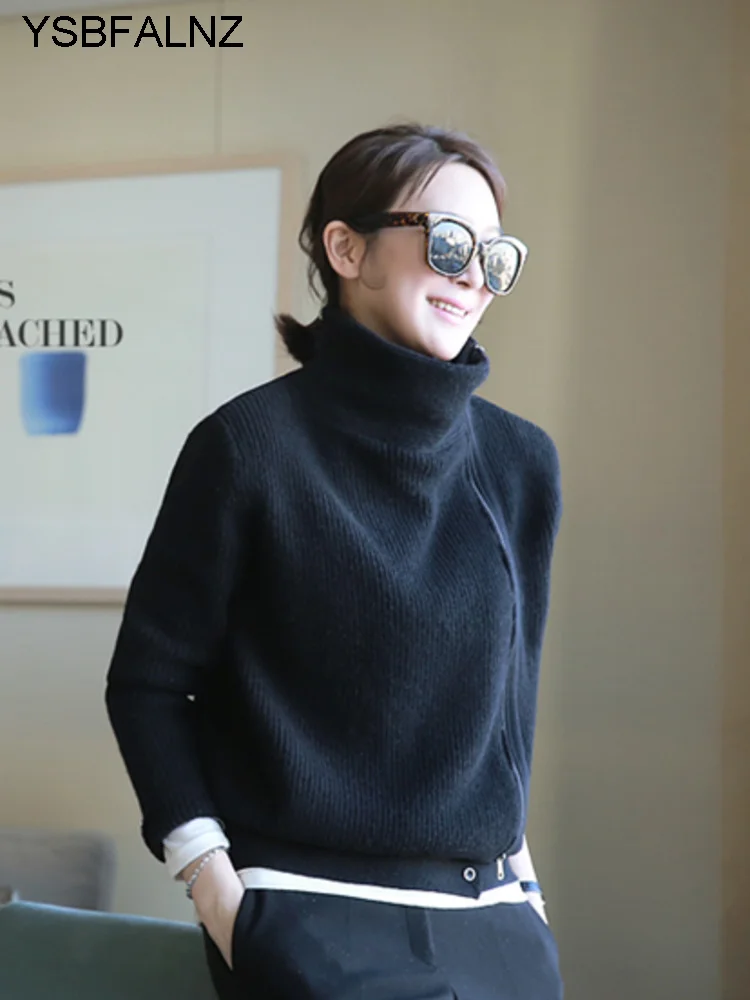 

2022 Women Sweater Autumn Winter New Turtleneck Cardigan Women Cashmere Sweater Cardigan Knitting Winter Sweater Women Tops Coat