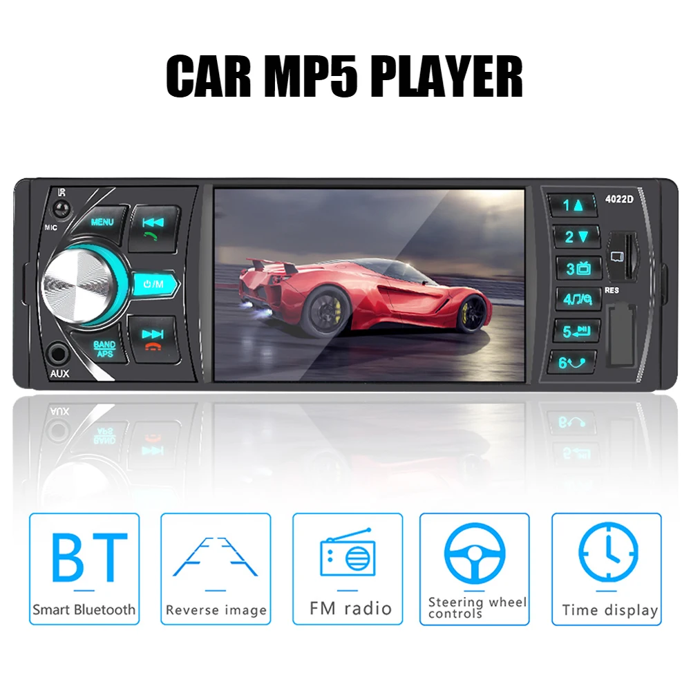 

4.1 Inch Car Radio 1 Din Multimedia Player Bluetooth MP3 MP5 Universal USB TF Card FM Receiver Hands-free AUX Input