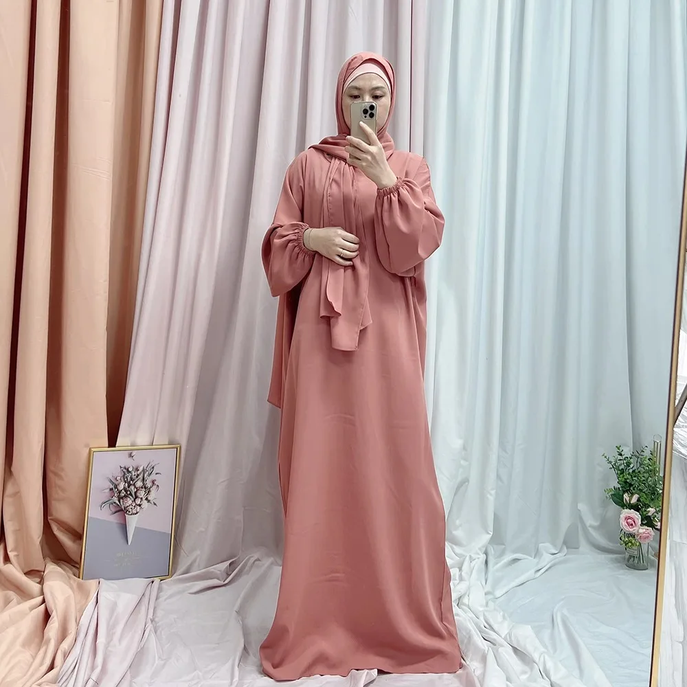 Ид Рамадан исламский джилбаб для женщин однотонное мусульманское платье