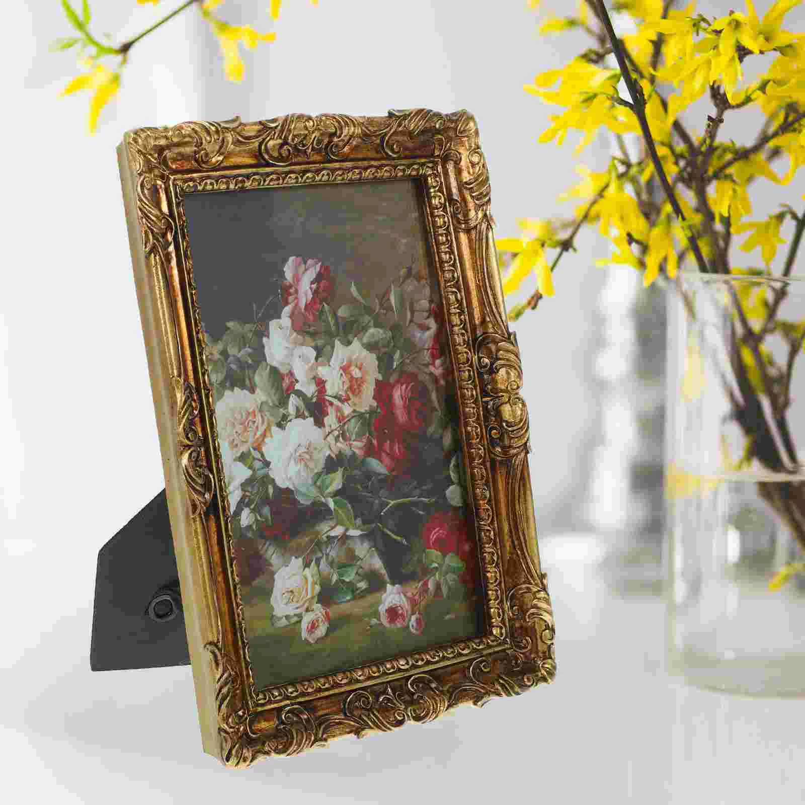 

Photo Frame Display Retro Picture Vintage Wall Small Desk Decor European Style