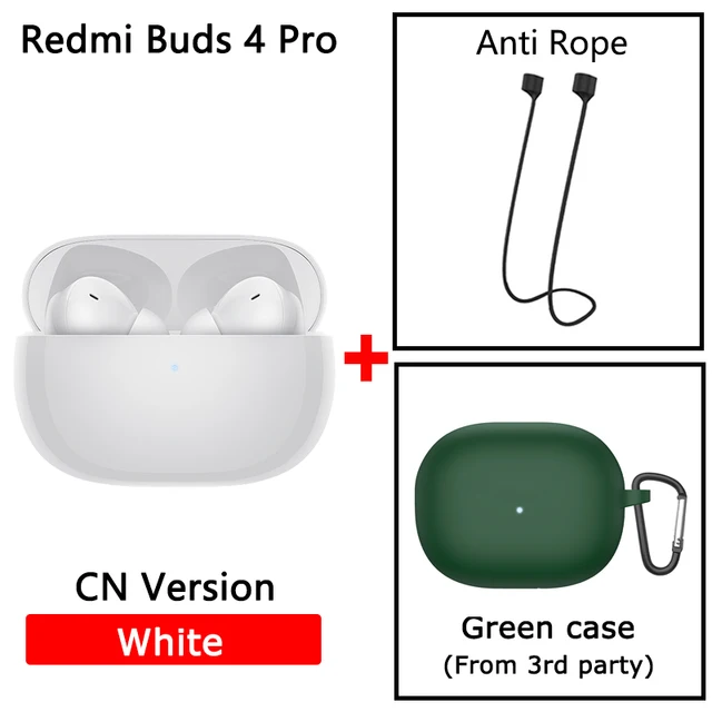 Redmi Buds 4 Pro white CN Version + Anti Rope + Green case