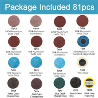 81pcs quick change abrasive discs surface conditioning sanding discs for surface grind polish finish burr rust paint removal