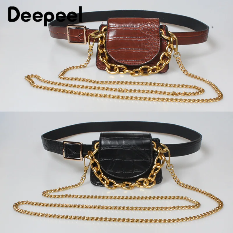 

Deepeel 1p 2,2*104 см женский винтажный ремень со змеиным узором металлическая цепочка кожаная Лоскутная поясная сумка Регулируемый женский ремен...