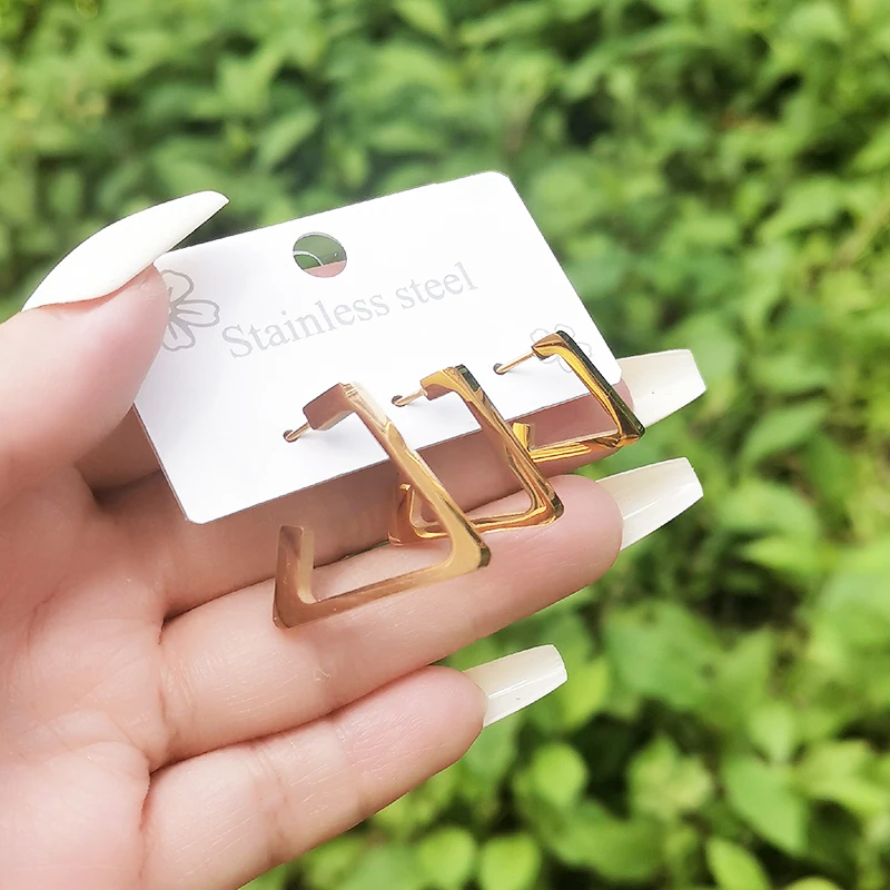 

LEEKER Geometric Stainless Steel Hoop Earrings For Women Gold Silver Color Jewelry Set accessories Fashion Jewelry 2022 339 LK6