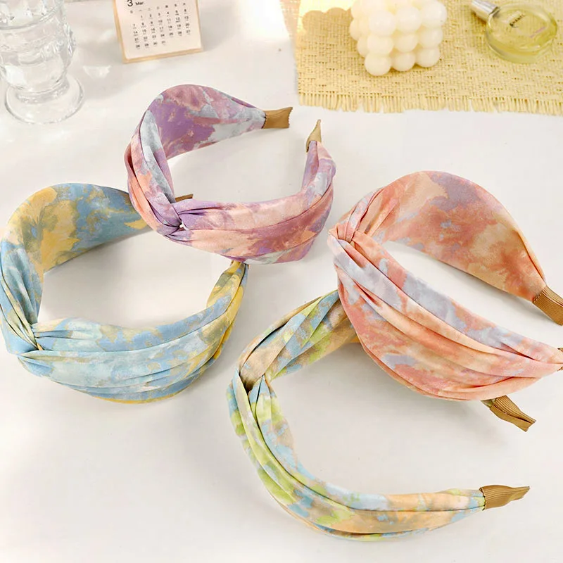

2022 Hairband New Knotting Hairhoop Fashion Tie Dyeing Cloth Headband Hairpin Women's Jewelry For Hairhoop