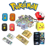 27 55pcs pokmeon card gold silver black box cards letters english spanish playing game vmax gx collection piakchu