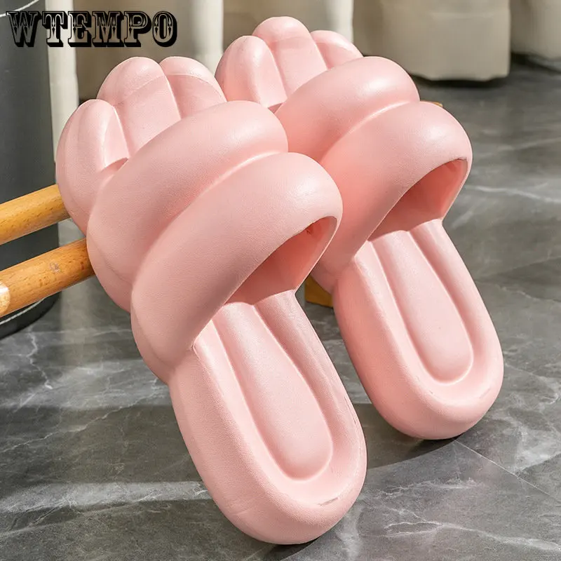 WTEMPO Fashion Slippers Cute Non-slip Couple Sandals Summer Slide Shoes EVA Outdoor Beach Soft Thick Platform Flip Flops