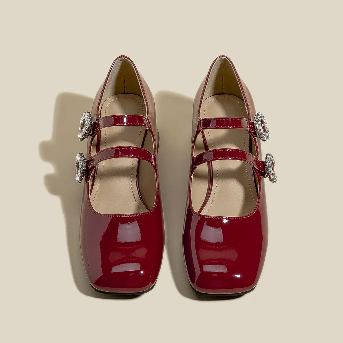 Женские туфли с квадратным носком туфли-лодочки из искусственной кожи на плоской