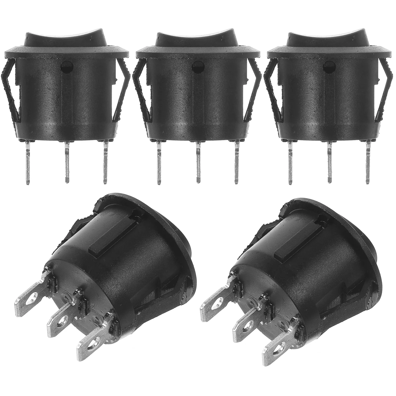 

5 PCS 3 23mm Car Round Rocker Single Pole Double Throw Push Buttons (Black)
