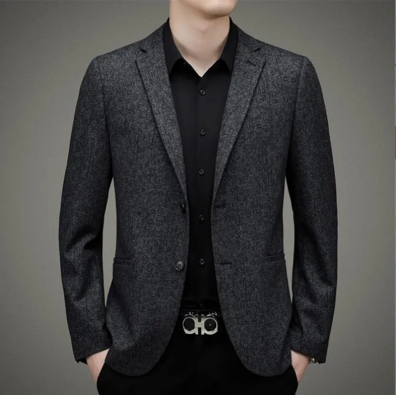 High End New Designer Brand Casual Fashion Plain  Elegant Blazer Jacket Classic Business Trendy Suit Coat Men's Clothes