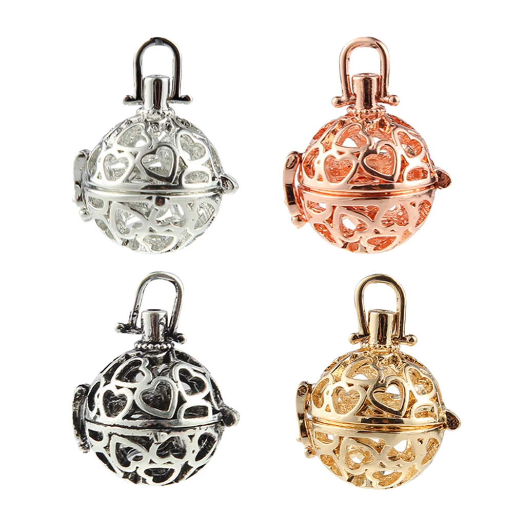 

4pcs Locket Cage Pendant Charm DIY Essential Oil Diffuser Pendants Pearl Bead Cage Locket Charms for Essential Oil Jewelry